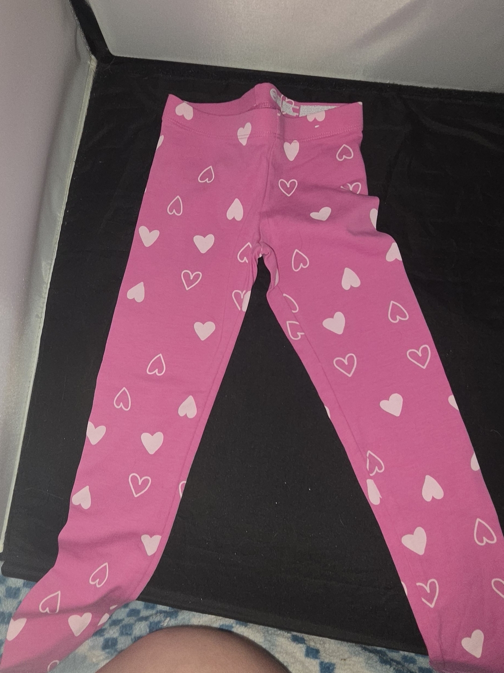Kids Pink Heart Print Leggings XS